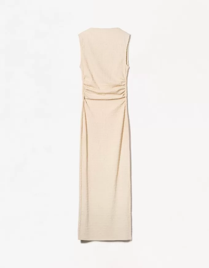 Fitted textured midi dress