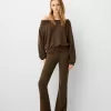 Flared pants with fold-over waist Flared pants with fold-over waist