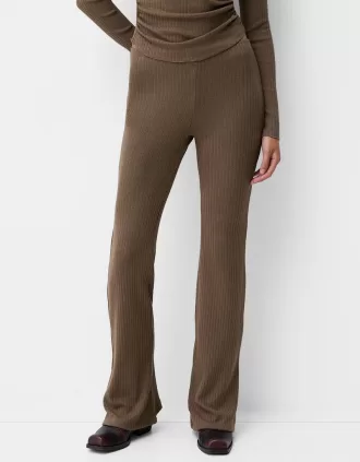 Flared ribbed culottes