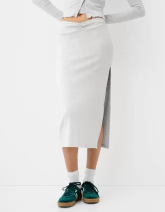 Gathered semi-long skirt