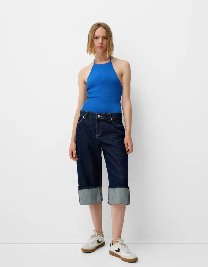 Halter bodysuit with open back