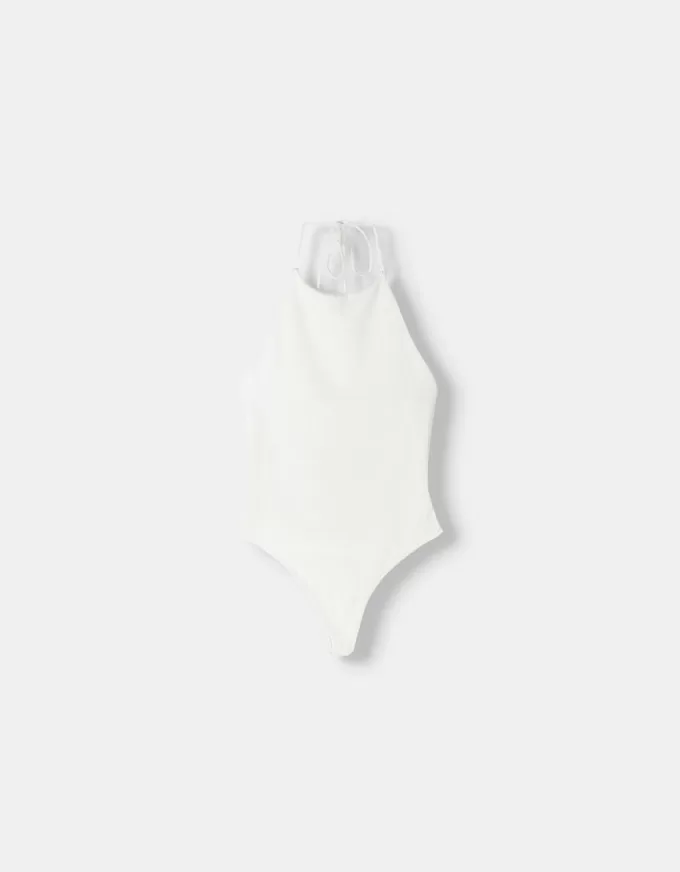 Halter bodysuit with open back