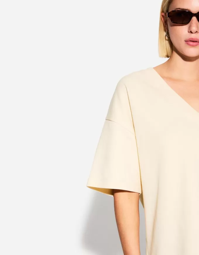 Heavy cotton V-neck short sleeve T-shirt