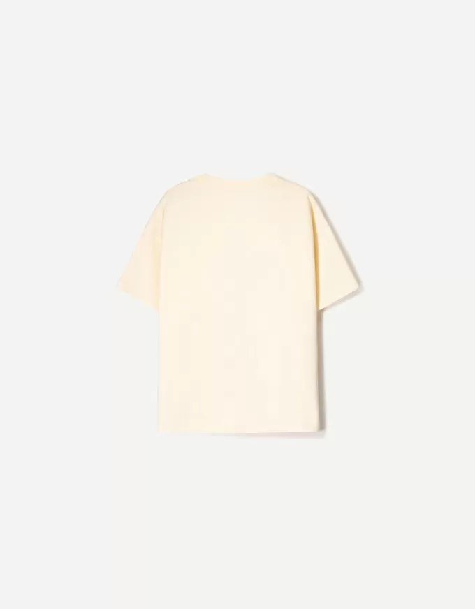 Heavy cotton V-neck short sleeve T-shirt