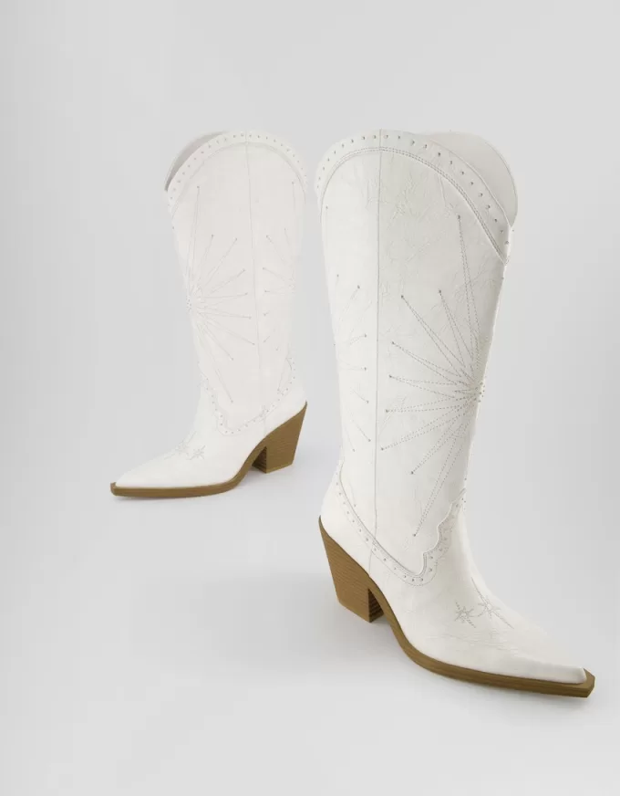 High-heel cowboy boots with studded detail High-heel cowboy boots with studded detail