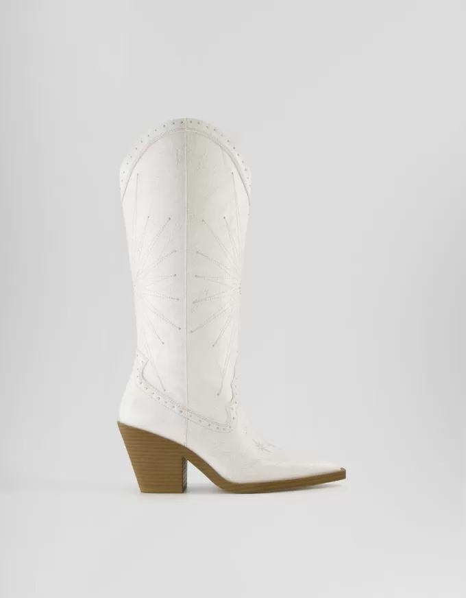 High-heel cowboy boots with studded detail High-heel cowboy boots with studded detail
