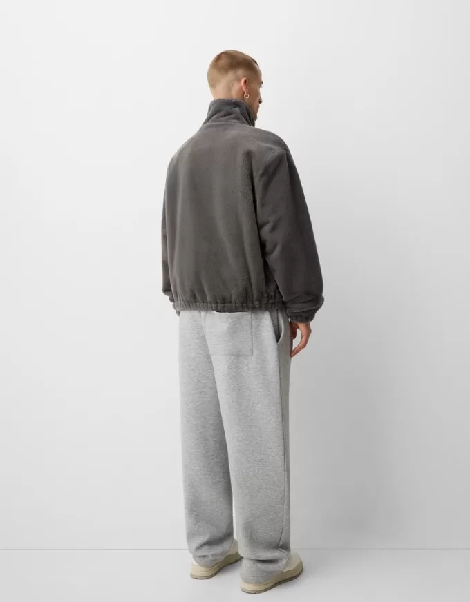 High neck faux fur jacket with zipper High neck faux fur jacket with zipper