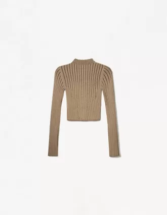 High neck ribbed sweater
