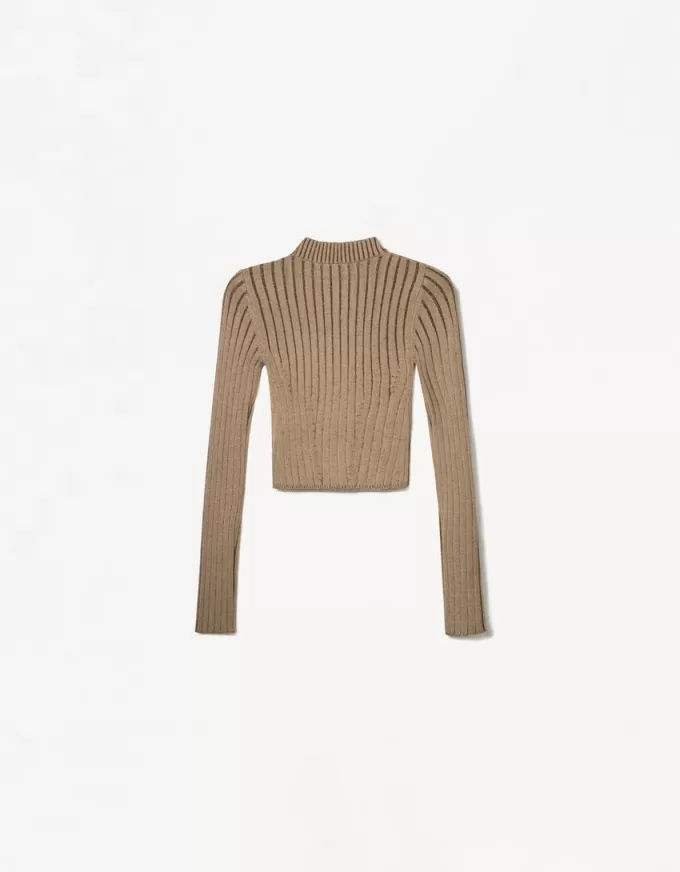 High neck ribbed sweater