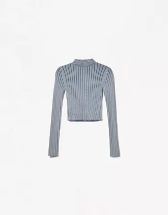 High neck ribbed sweater