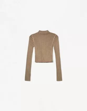 High neck ribbed sweater