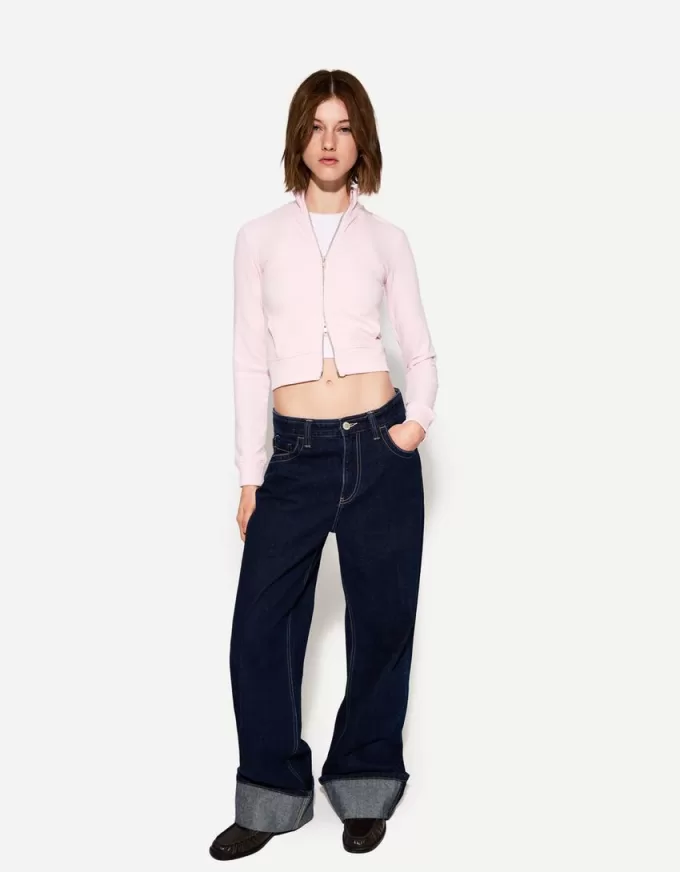 High neck sweatshirt with zipper