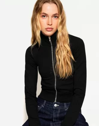 High neck sweatshirt with zipper