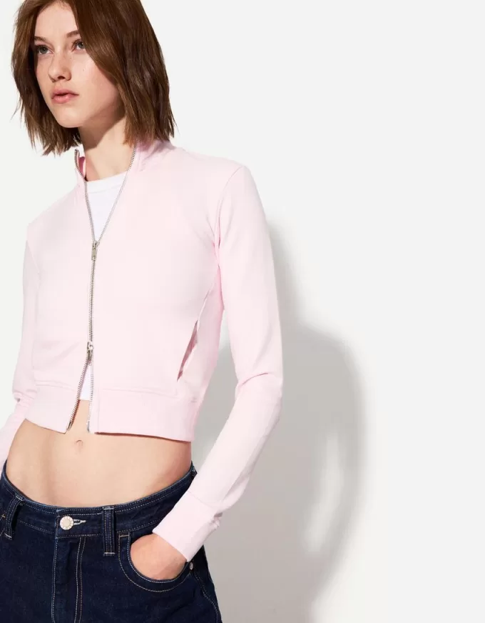 High neck sweatshirt with zipper