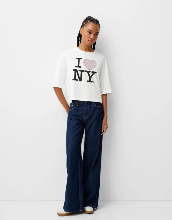 I Love New York mid-length sleeve T-shirt