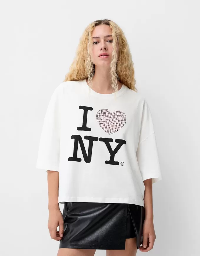 I Love New York mid-length sleeve T-shirt