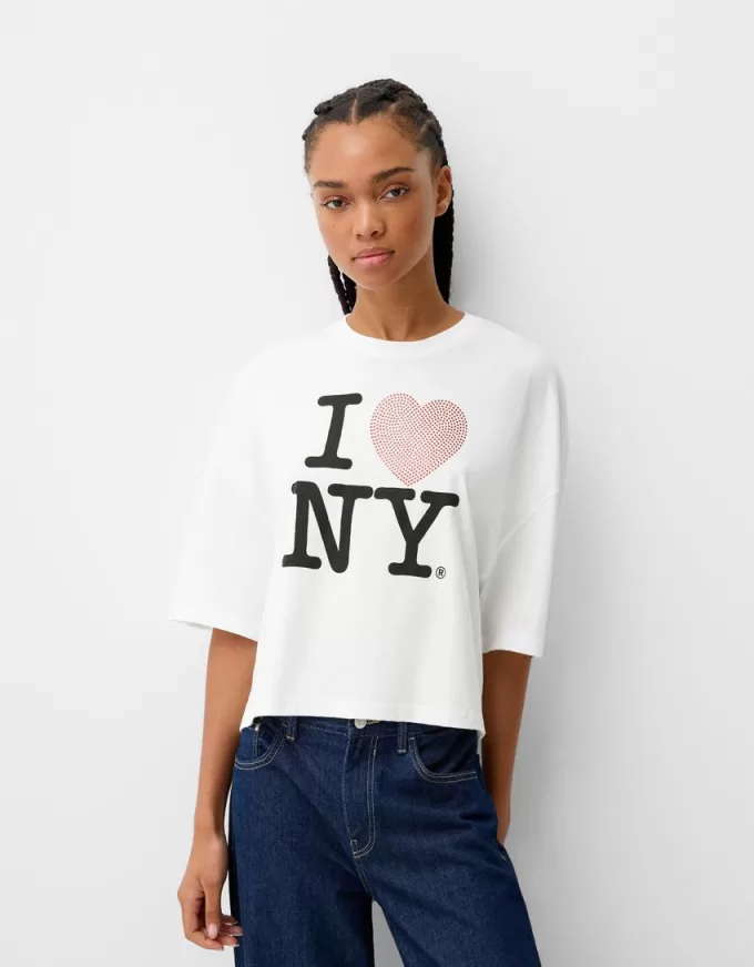 I Love New York mid-length sleeve T-shirt