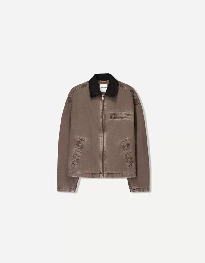 Jacket with contrasting collar Jacket with contrasting collar