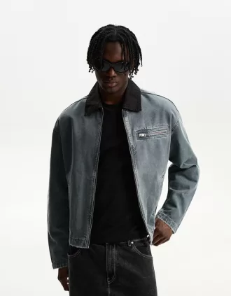 Jacket with contrasting collar Jacket with contrasting collar