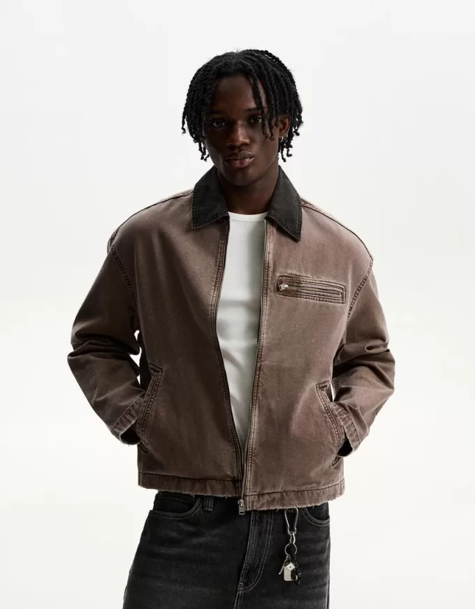 Jacket with contrasting collar Jacket with contrasting collar