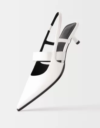 Kitten-heel shoes with elastic detail