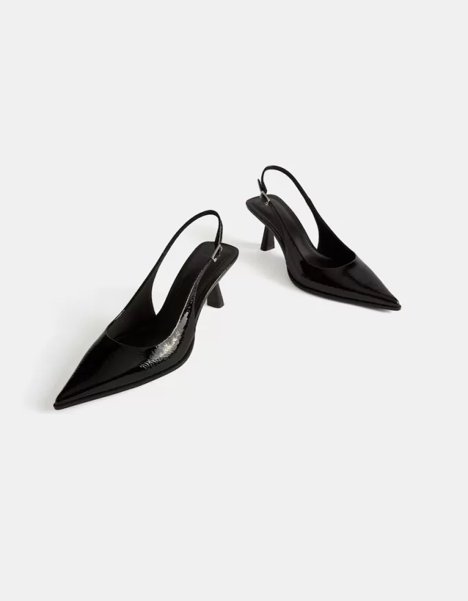 Kitten heel slingback shoes