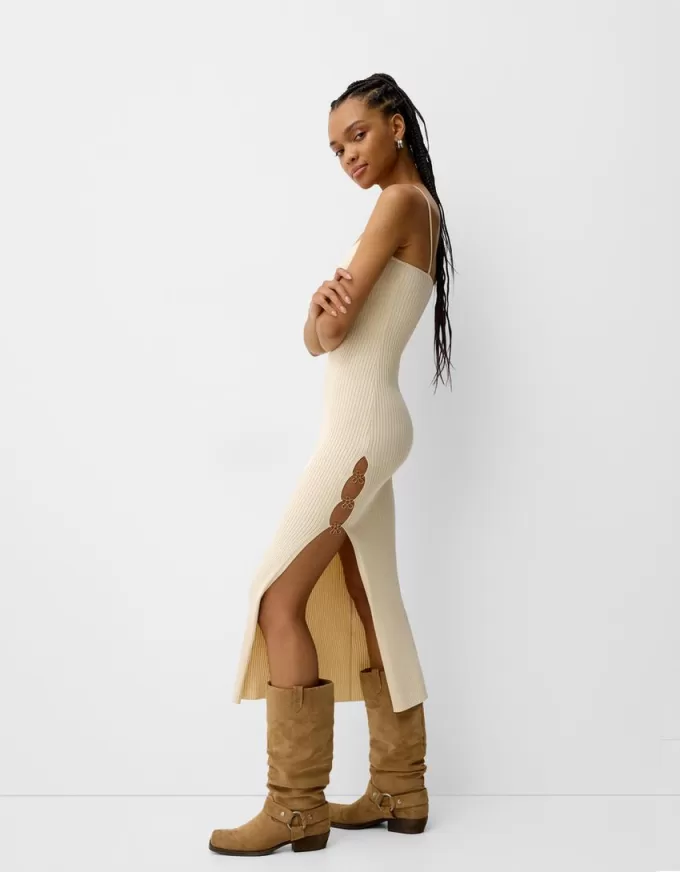 Knit midi dress with beading Knit midi dress with beading