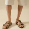 LEATHER buckled flat slider sandals LEATHER buckled flat slider sandals