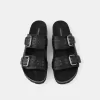 LEATHER buckled flat slider sandals LEATHER buckled flat slider sandals