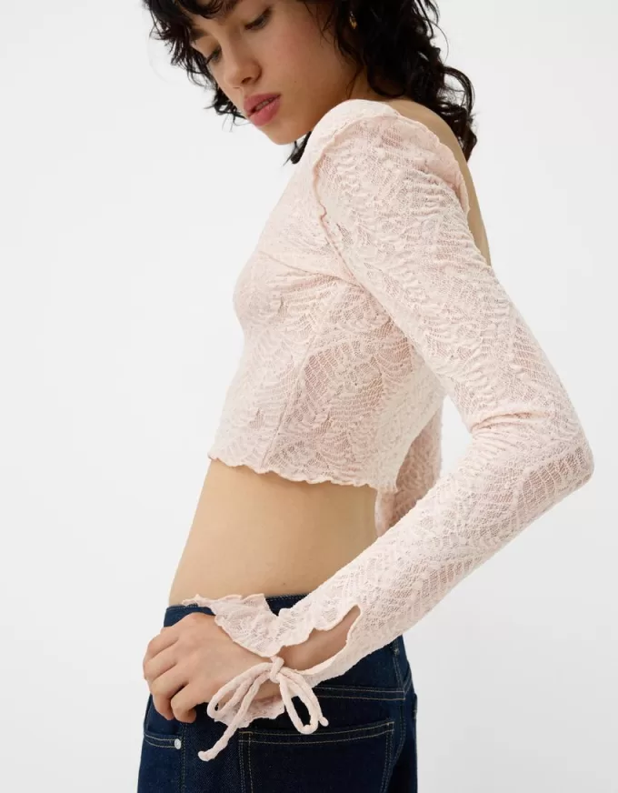 Lace T-shirt with bows Lace T-shirt with bows