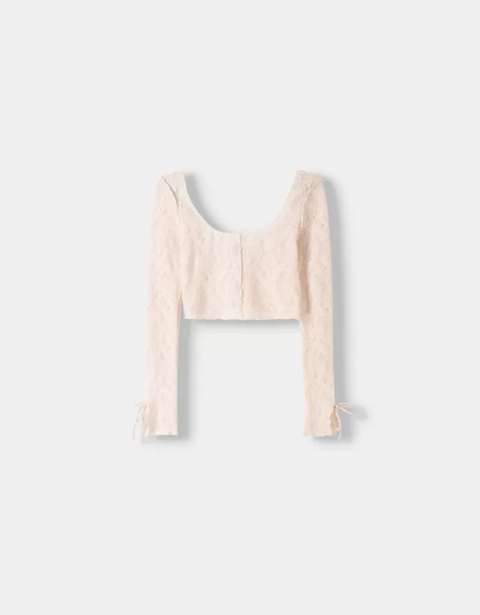 Lace T-shirt with bows Lace T-shirt with bows