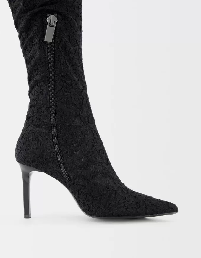 Lace high-heel knee-high boots Lace high-heel knee-high boots