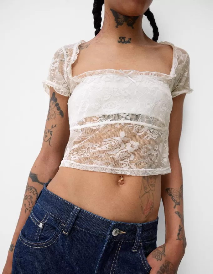 Lace short sleeve Disney Bambi T-shirt Lace short sleeve Disney Bambi T-shirt