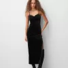 Lace-trimmed velvet midi dress Lace-trimmed velvet midi dress