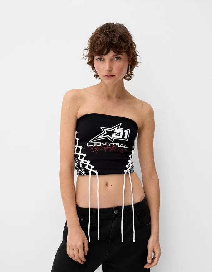 Lace-up bandeau top Lace-up bandeau top