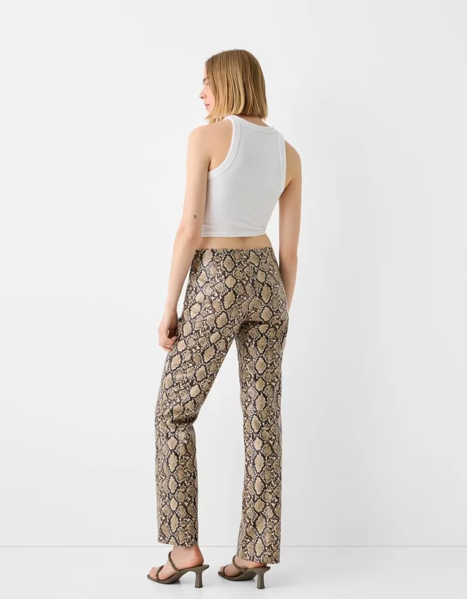 Leather effect animal print pants Leather effect animal print pants