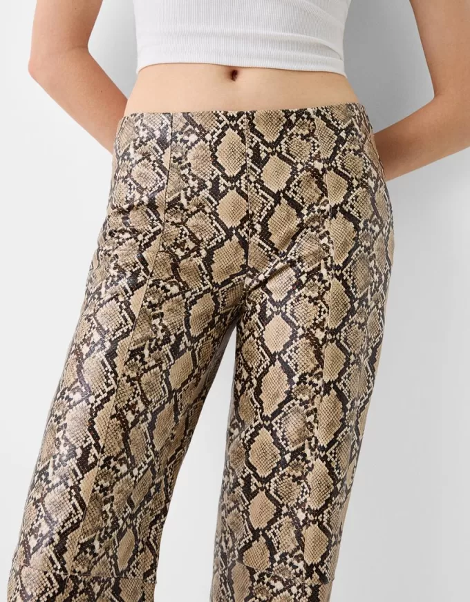 Leather effect animal print pants Leather effect animal print pants