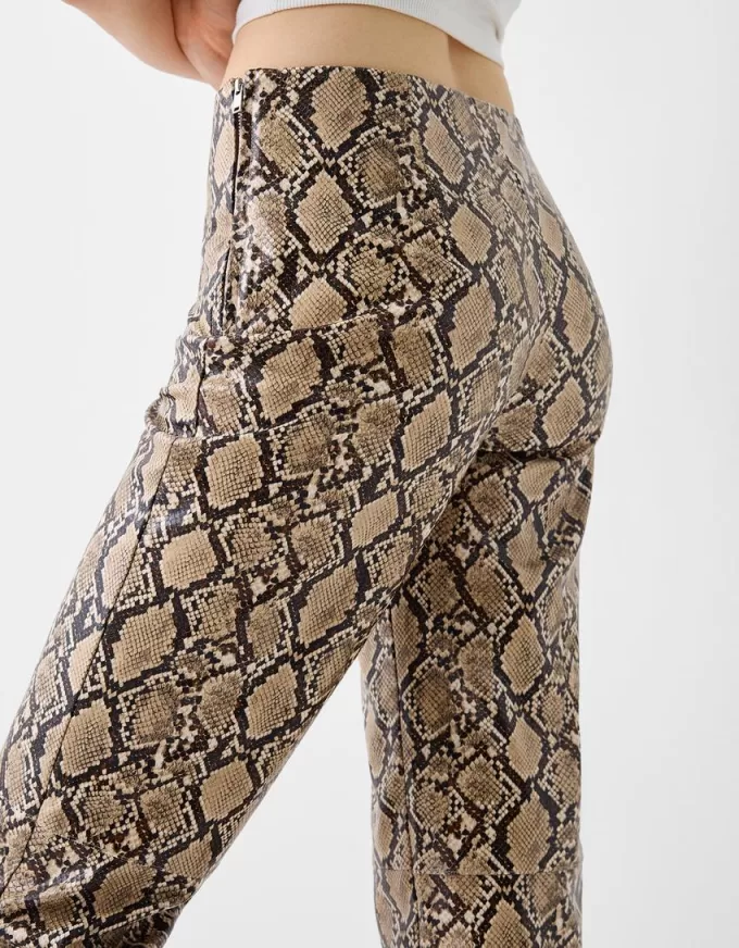 Leather effect animal print pants Leather effect animal print pants