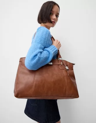 Leather effect bag with beads Leather effect bag with beads