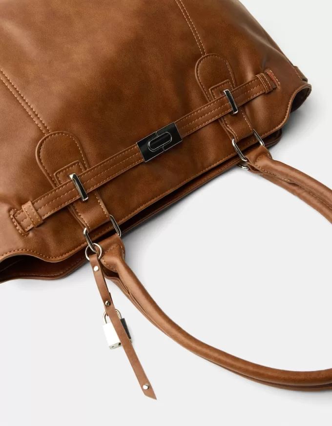 Leather effect bag with beads Leather effect bag with beads