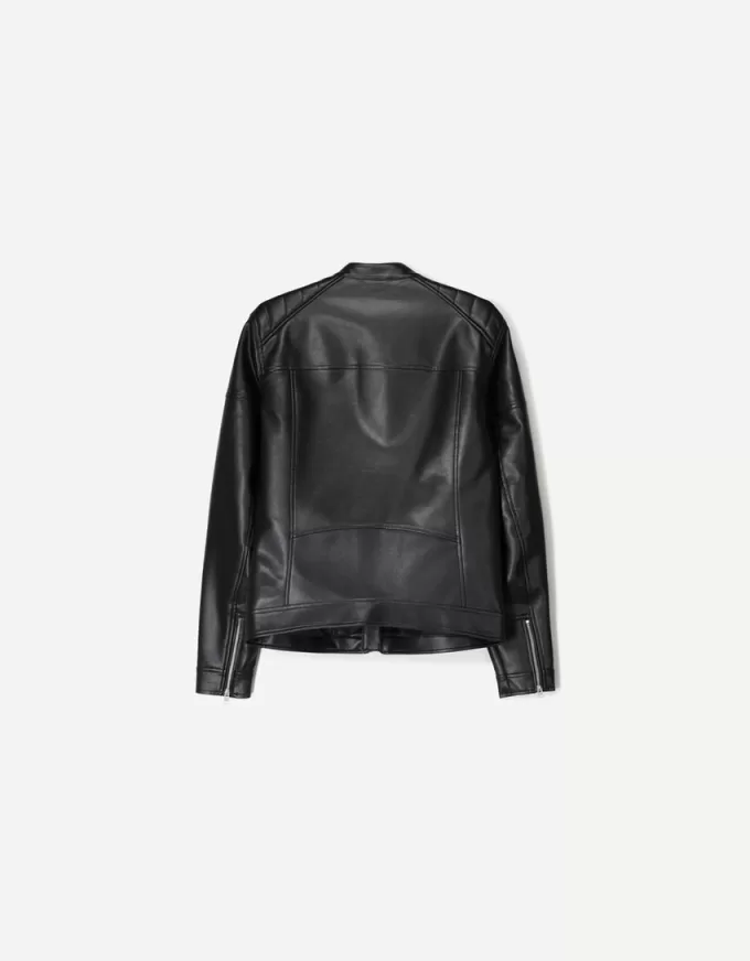 Leather effect biker jacket with zippers Leather effect biker jacket with zippers