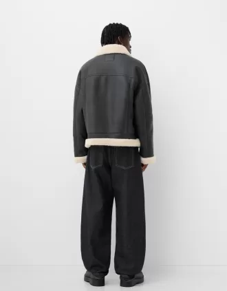 Leather effect boxy fit jacket