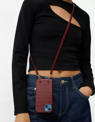 Leather effect iPhone case with cord Leather effect iPhone case with cord