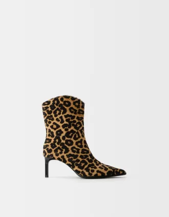 Leopard print LEATHER ankle boots