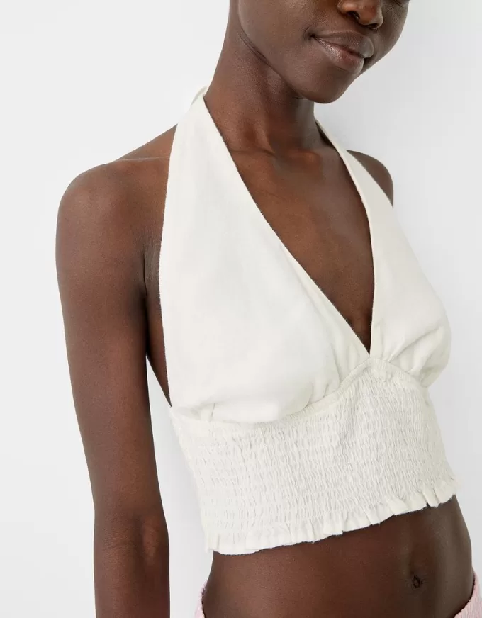 Linen blend halterneck crop top Linen blend halterneck crop top