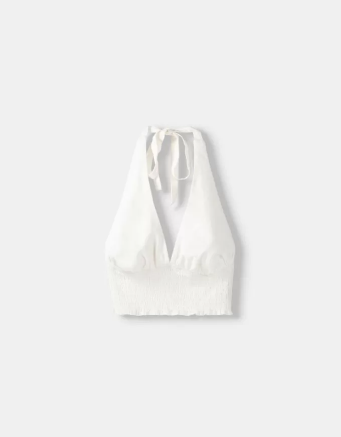 Linen blend halterneck crop top Linen blend halterneck crop top