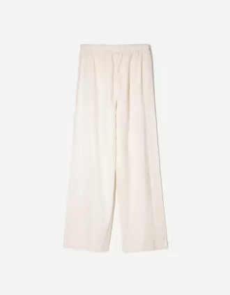 Linen blend pants with an elastic waistband