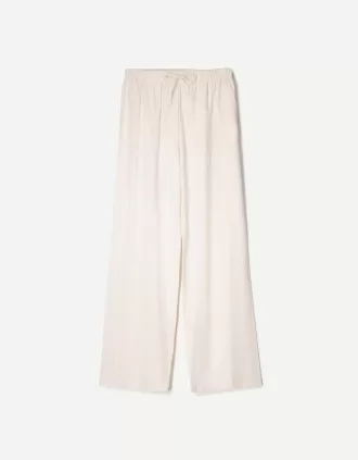 Linen blend pants with an elastic waistband