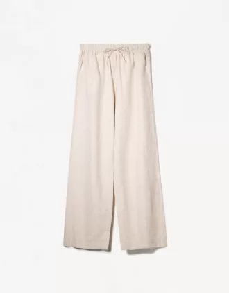 Linen blend pants with an elastic waistband