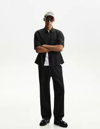 Linen blend wide-leg sweatpants